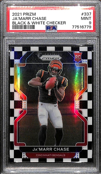 2021 Prizm Ja'Marr Chase Rookie Black & White Checkerboard Graded PSA 9