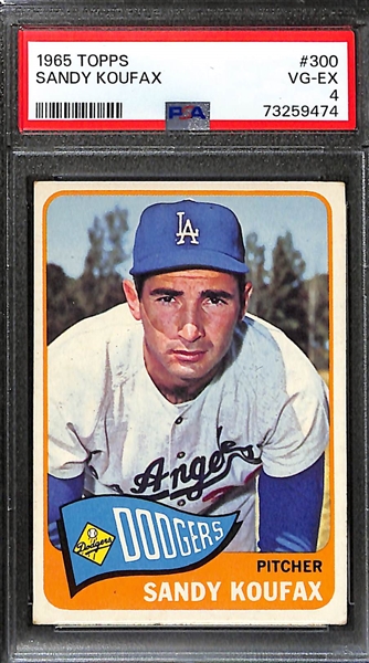 1965 Topps Baseball Sandy Koufax PSA 4 & 1968 Topps Bob Clemente PSA 4 