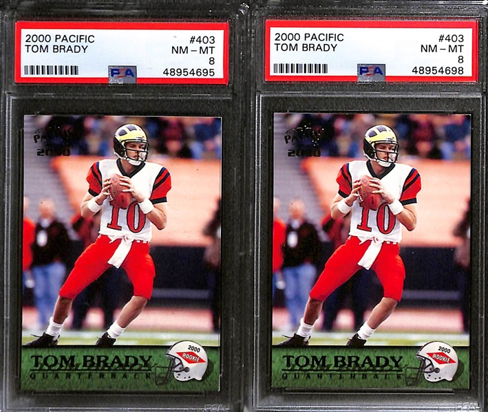 Lot of (4) 2000 Pacific Tom Brady #403 Rookie Cards - All PSA 8