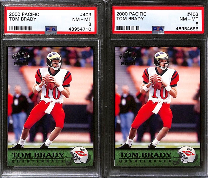 Lot of (4) 2000 Pacific Tom Brady #403 Rookie Cards - All PSA 8