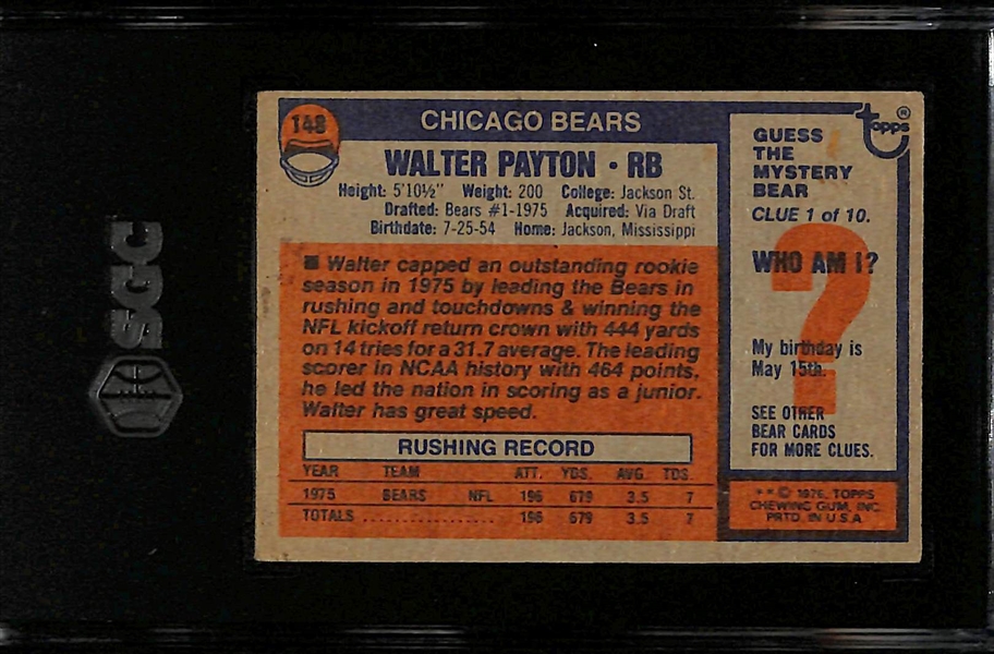 1976 Topps Walter Payton Rookie Card #148 Graded SGC 3