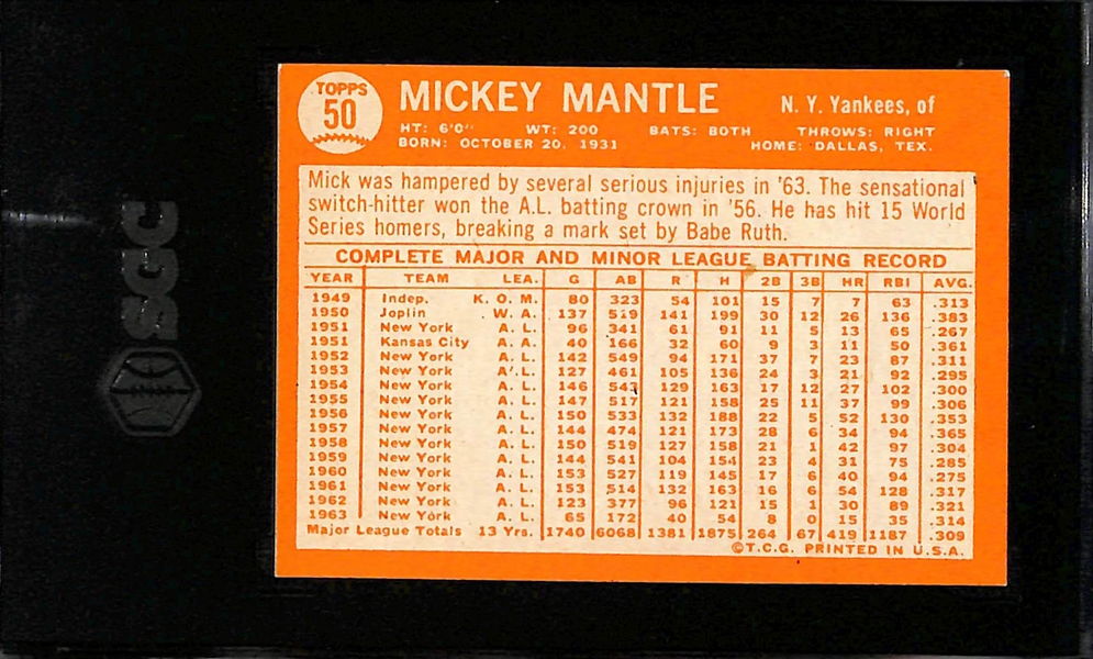 1964 Topps Mickey Mantle #50 Graded SGC 5