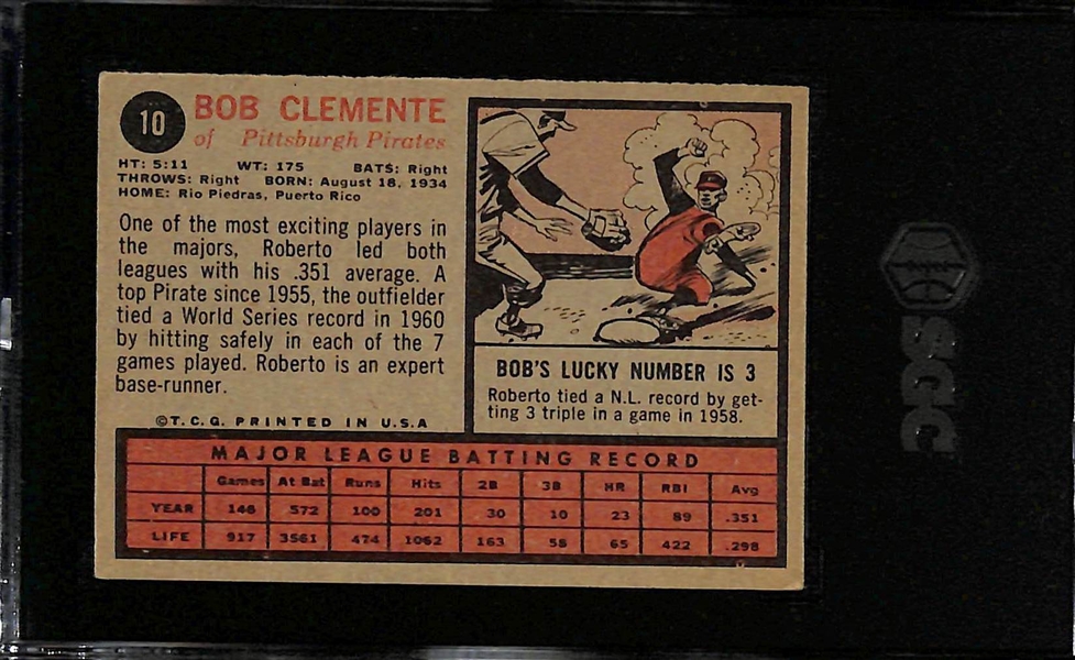 1962 Topps Roberto Clemente #10 Graded SGC 5