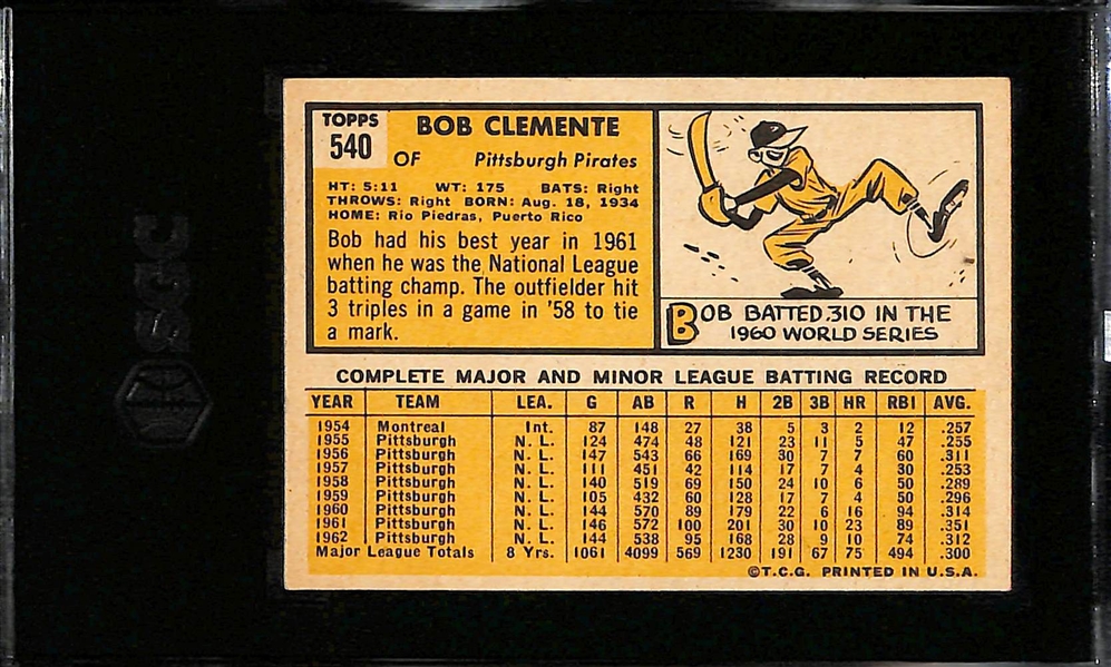 1963 Topps Roberto Clemente #540 Graded SGC 6