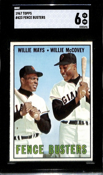 (3) Graded Willie Mays Cards - 1966 #1 (SGC 4.5), 1958 All-Star #486 (SGC 2), 1967 Fence Busters #423 (SGC 6)