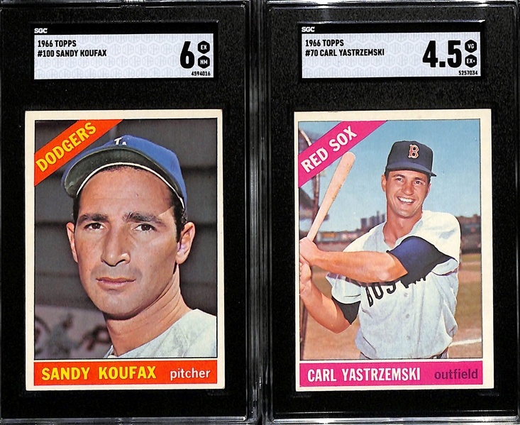 1966 Topps Lot - Sandy Koufax #100 (SGC 6) & Carl Yastrzemski #70 (SGC 4.5)