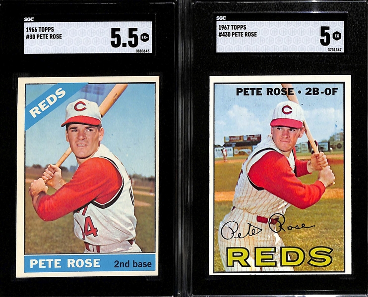 Pete Rose Lot - 1966 Topps #30 (SGC 5.5) & 1967 Topps #430 (SGC 5)