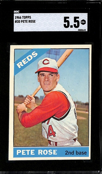 Pete Rose Lot - 1966 Topps #30 (SGC 5.5) & 1967 Topps #430 (SGC 5)