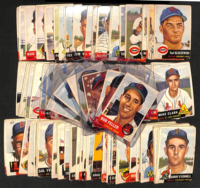 Lot of (112) 1953 Topps Baseball Cards w. Bob Feller