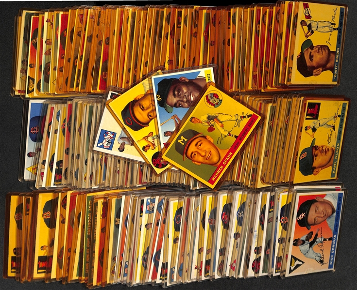  Lot of (149) 1955 Topps Baseball Cards w. Warren Spahn