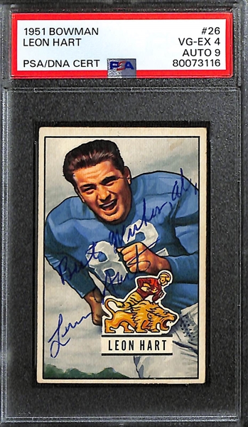 Lot of (3) 1950s Bowman Football PSA DNA Authentic Autograph Cards- 1951 Leon Hart (PSA 4) (9 Auto), 1922 Large Tom Fears (PSA 4) (10 Auto), 1953 Elroy Hirsch (PSA 3) (10 Auto)