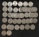Lot of (43) US Standing Liberty Silver Half Dollars from 1934-1947