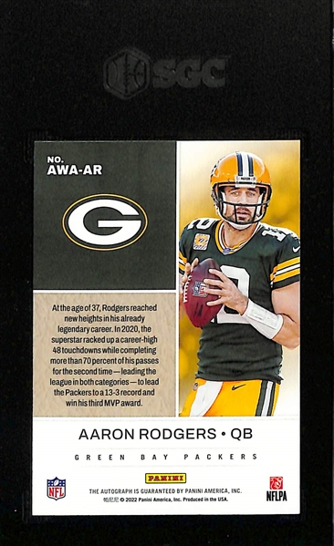 2022 Panini Aaron Rodgers Award Winners Autograph Graded SGC 9.5 (10 Auto) 