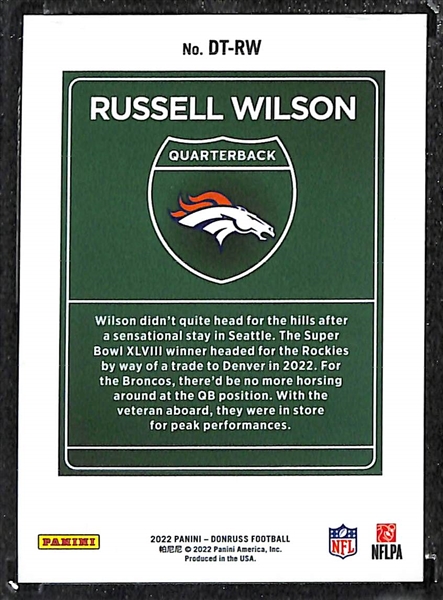 2022 Donruss Russell Wilson Downtown Case Hit