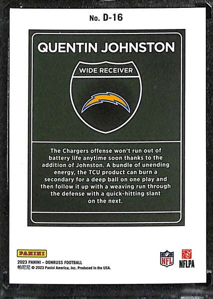 2023 Donruss Quentin Johnston Rookie Downtown Case Hit