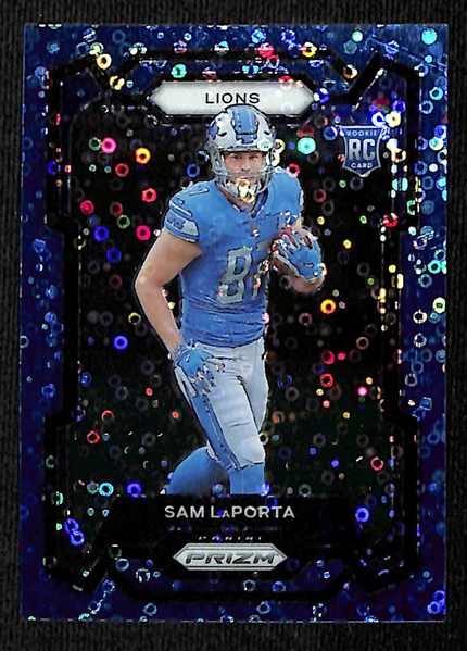 2023 Panini Prizm Sam Laporta Blue Disco Rookie (#/35)