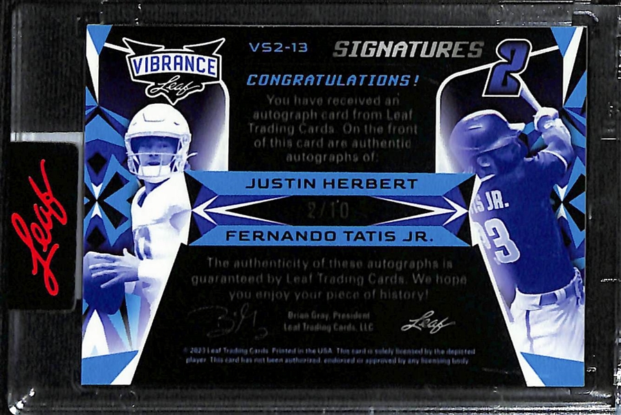 2023 Leaf Vibrance Justin Herbert Fernando Tatis Jr Dual Autograph (#/10)