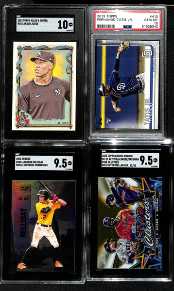 Lot of (13) Graded Baseball Cards inc: 2021 Panini Tyler Stephenson Rookie Gold Disco (SGC 10) (#/10), 2023 Prizm Johan Rojas Rookie Autograph Gold (SGC 10) (#/10) +