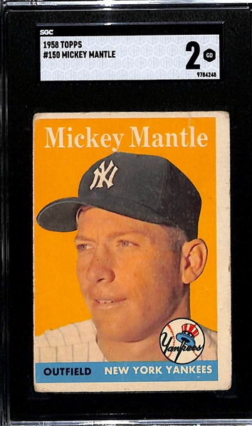 1958 Topps Mickey Mantle #150 Graded SGC 2