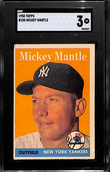 1958 Topps Mickey Mantle #150 Graded SGC 3