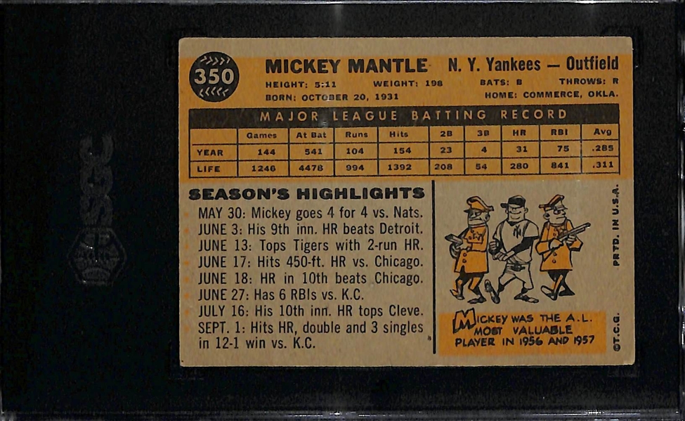 1960 Topps Mickey Mantle #350 Graded SGC 3