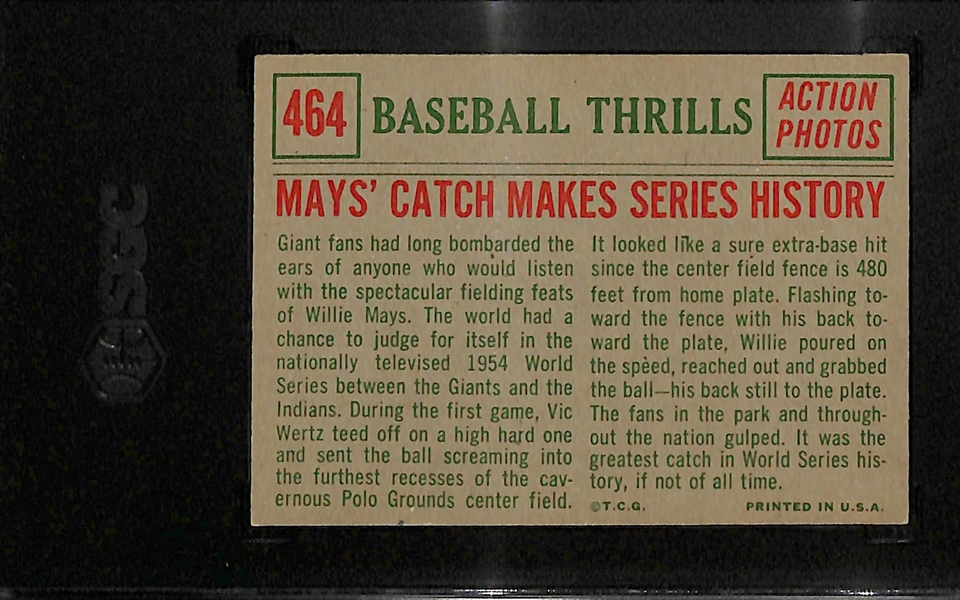 1959 Topps Willie Mays Baseball Thrills Graded SGC 6