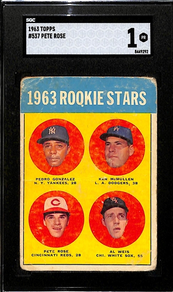 1963 Topps Pete Rose #537 Rookie Graded SGC 1