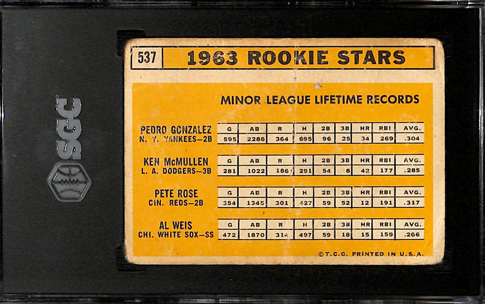 1963 Topps Pete Rose #537 Rookie Graded SGC 1