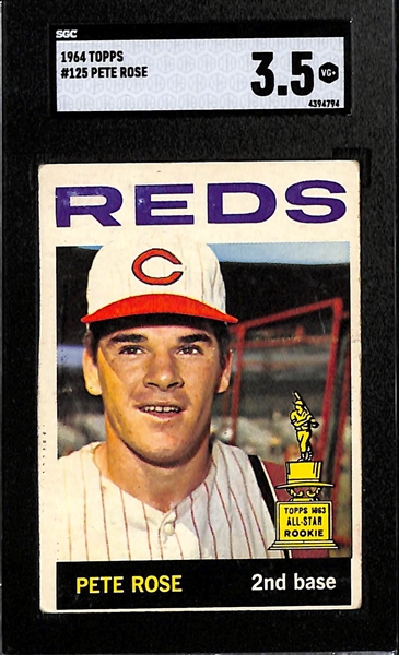 Lot of (5) SGC Graded Pete Rose Topps Cards- 1964 (SGC 3.5), 1965 (SGC 1), 1971 (SGC Authentic), 1968 (SGC 2), 1968 (SGC 4)