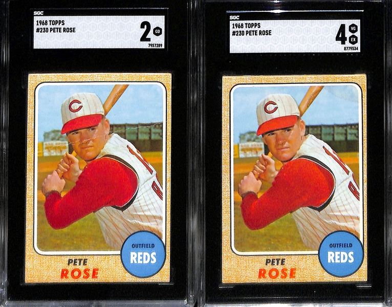 Lot of (5) SGC Graded Pete Rose Topps Cards- 1964 (SGC 3.5), 1965 (SGC 1), 1971 (SGC Authentic), 1968 (SGC 2), 1968 (SGC 4)