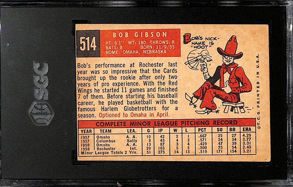 1959 Topps Bob Gibson #514 Rookie Graded SGC 3.5