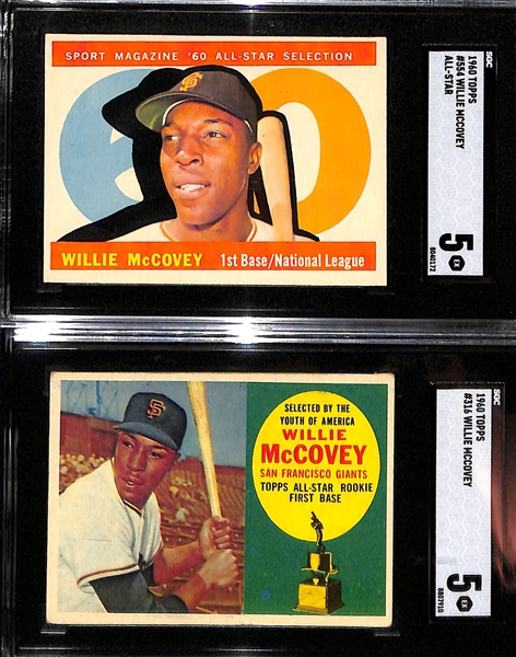 Lot of (2) SGC Graded 5 Willie McCovey Topps Cards- 1960 #316, 1960 #554 All Stars