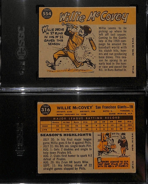 Lot of (2) SGC Graded 5 Willie McCovey Topps Cards- 1960 #316, 1960 #554 All Stars