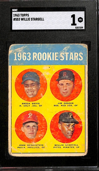 Lot of (2) SGC Grade 1 1963 Topps Willie Stargell #553 Rookie Cards