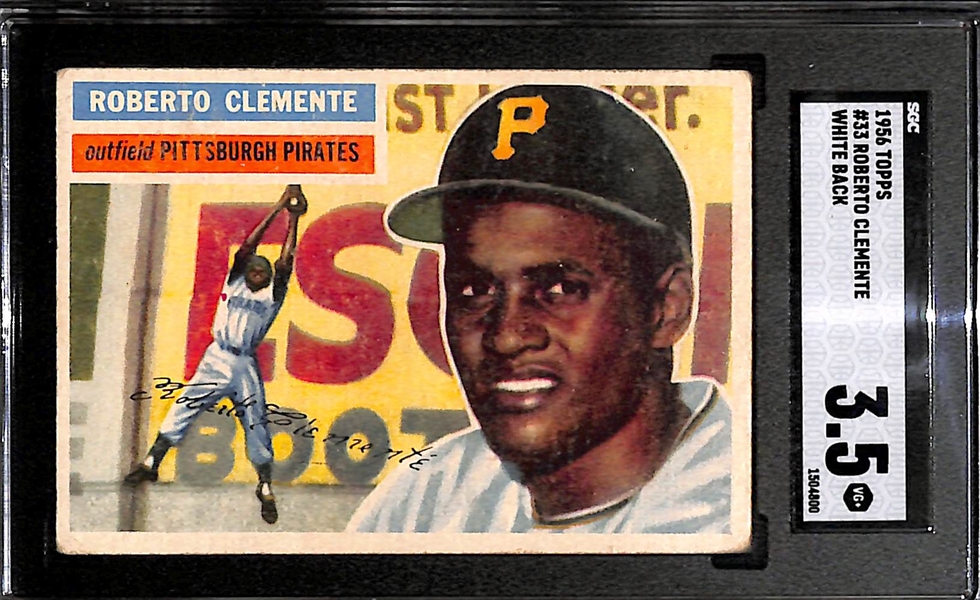 1956 Topps Roberto Clemente #33 White Back Graded SGC 3.5