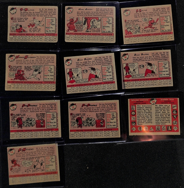  Lot of (125+) 1958 Topps Baseball Cards w. Ted Williams & Hank Aaron