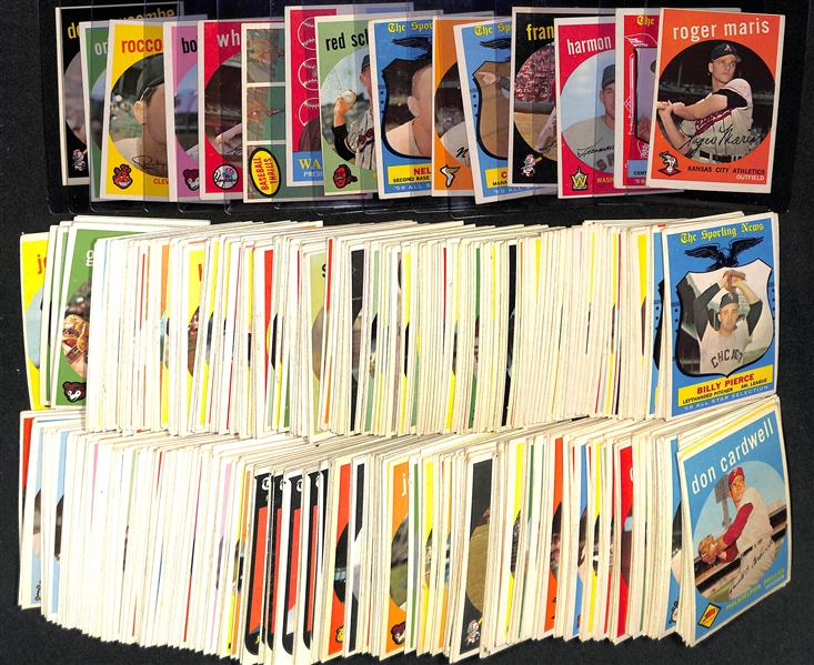  Lot of Approx (400) 1959 Topps Baseball Cards w. Roger Maris & Willie Mays AS