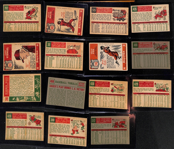  Lot of Approx (400) 1959 Topps Baseball Cards w. Roger Maris & Willie Mays AS