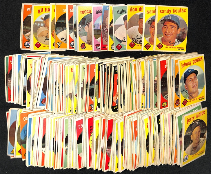  Lot of Approx (400) 1959 Topps Baseball Cards w. (2) Sandy Koufax