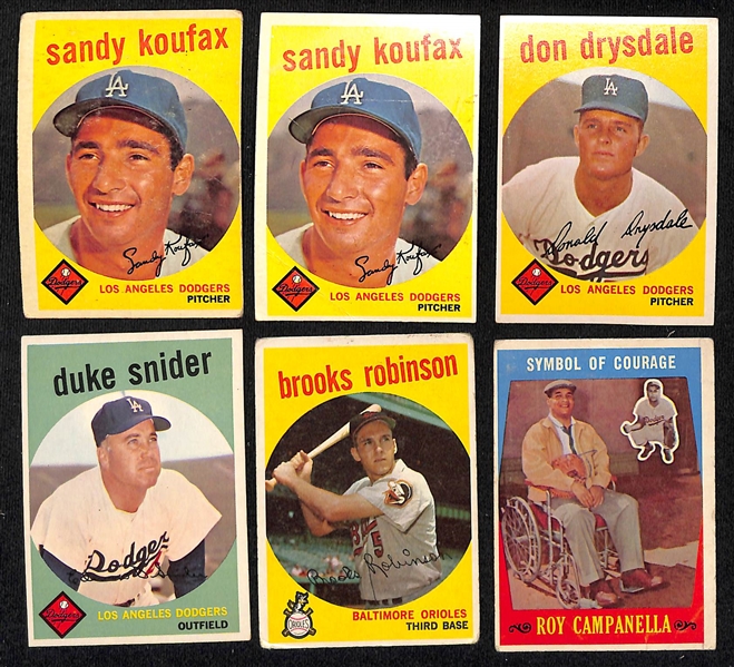  Lot of Approx (400) 1959 Topps Baseball Cards w. (2) Sandy Koufax