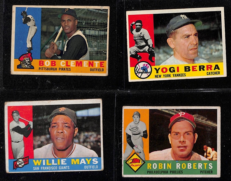  Lot of Approx (250) 1960 Topps Baseball Cards w. Roberto Clemente & Yogi Berra