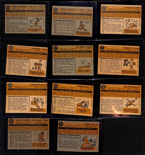  Lot of Approx (250) 1960 Topps Baseball Cards w. Roberto Clemente & Yogi Berra