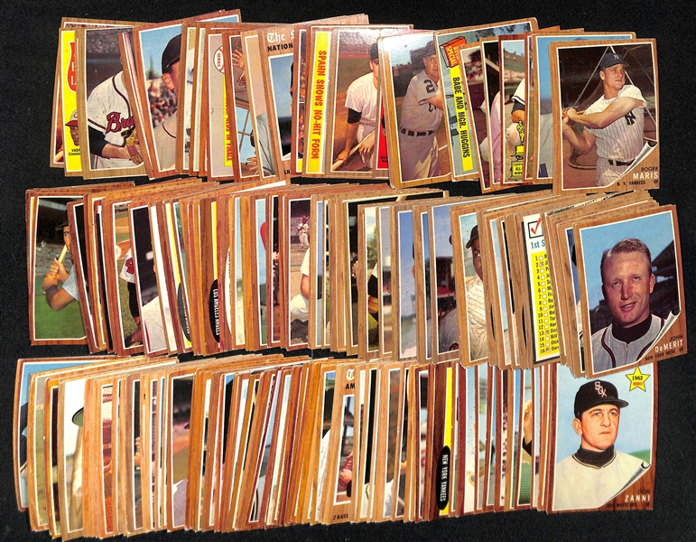   Lot of Approx (200) 1962 Topps Baseball Cards w. Roger Maris & (2) Ernie Banks