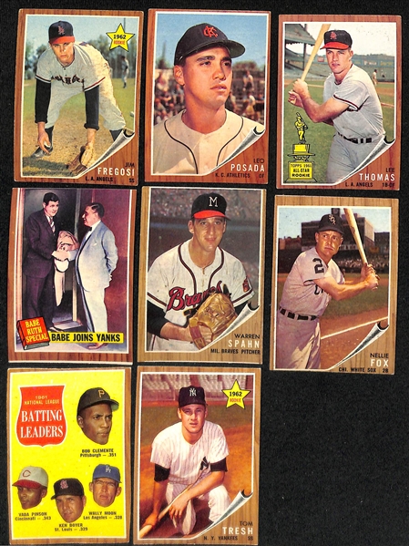   Lot of Approx (200) 1962 Topps Baseball Cards w. Roger Maris & (2) Ernie Banks