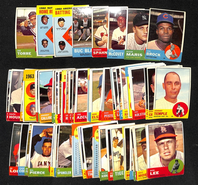   Lot of Approx (80) 1963 Topps Baseball Cards w. Lou Brock & Roger Maris