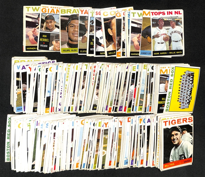 Lot of Approx (200+) 1964 Topps Baseball Cards Inc. Tops in NL w. Aaron & Mays