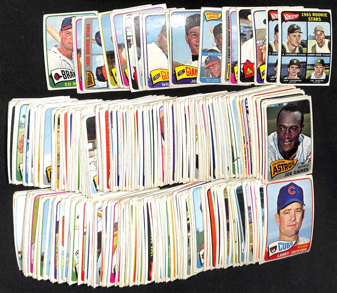 Lot of Approx (300) 1965 Topps Baseball Cards w. (2) Catfish Hunter Rookie Cards