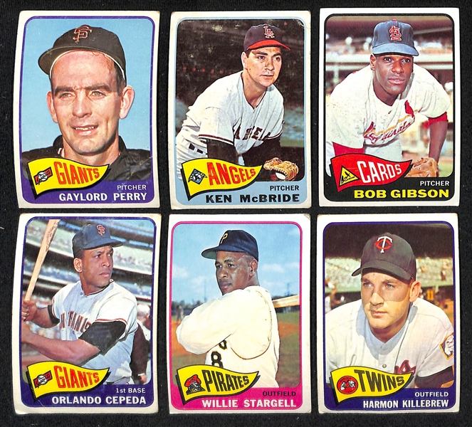 Lot of Approx (300) 1965 Topps Baseball Cards w. (2) Catfish Hunter Rookie Cards