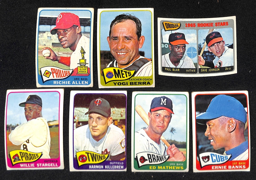 Lot of Approx (300) 1965 Topps Baseball Cards w. (2) Catfish Hunter Rookie Cards