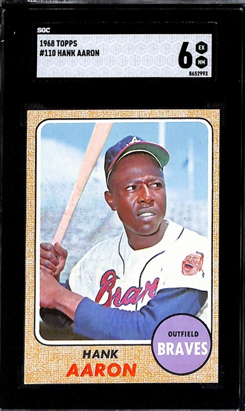 (2) Hank Aaron Graded Cards - 1965 Topps #170 (SGC 4) & 1968 Topps #110 (SGC 6)